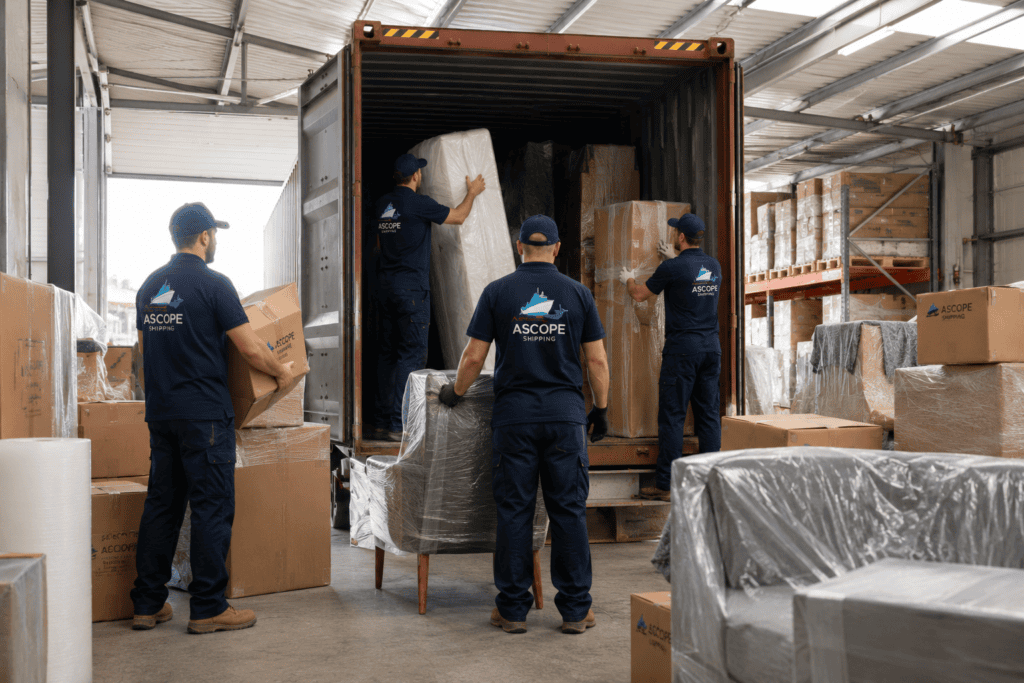 Container Shipping to Tanzania From The UK 1 Container Shipping to Tanzania - loading household goods UK warehouse