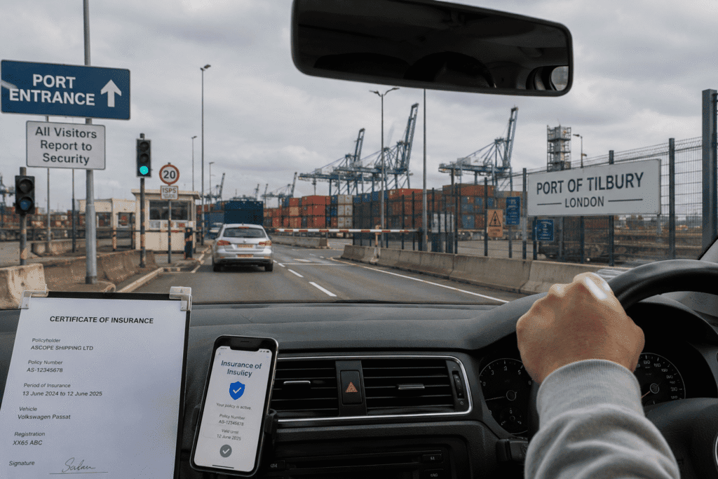 How to Get Temporary Car Insurance Before Exporting Your Vehicle 1 Driving a car to a UK port with temporary insurance in place