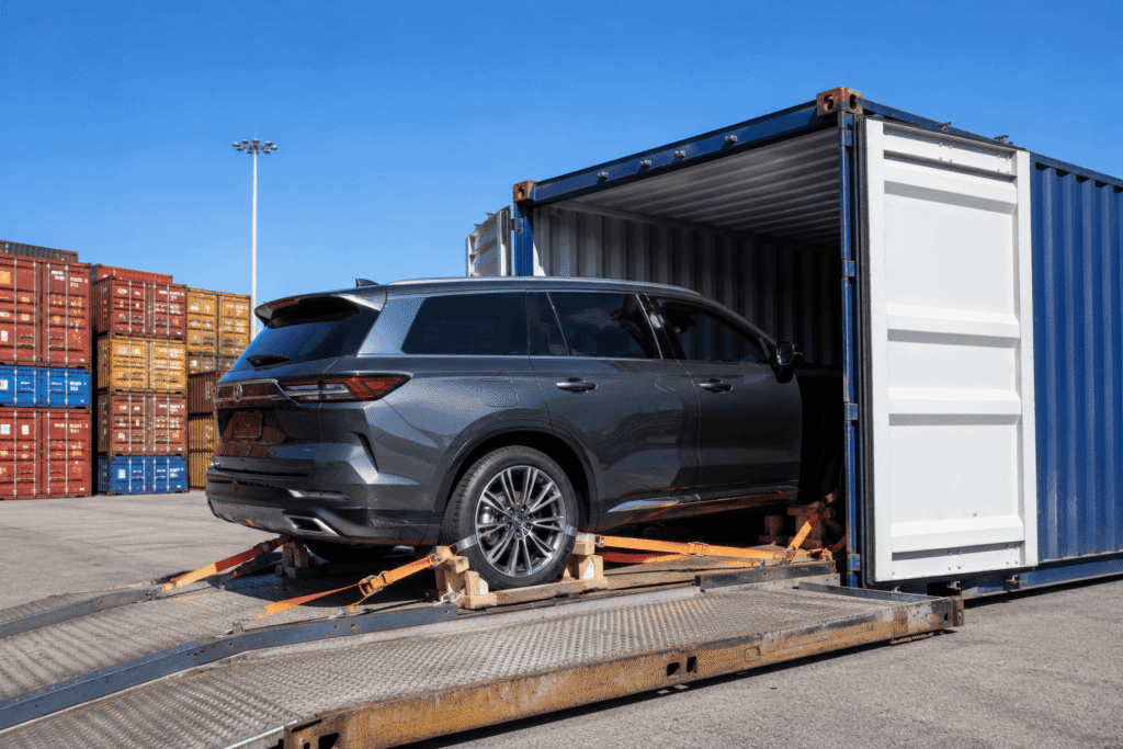 SUV container shipping UK passenger side vehicle loading port SUV container shipping UK passenger side vehicle loading port