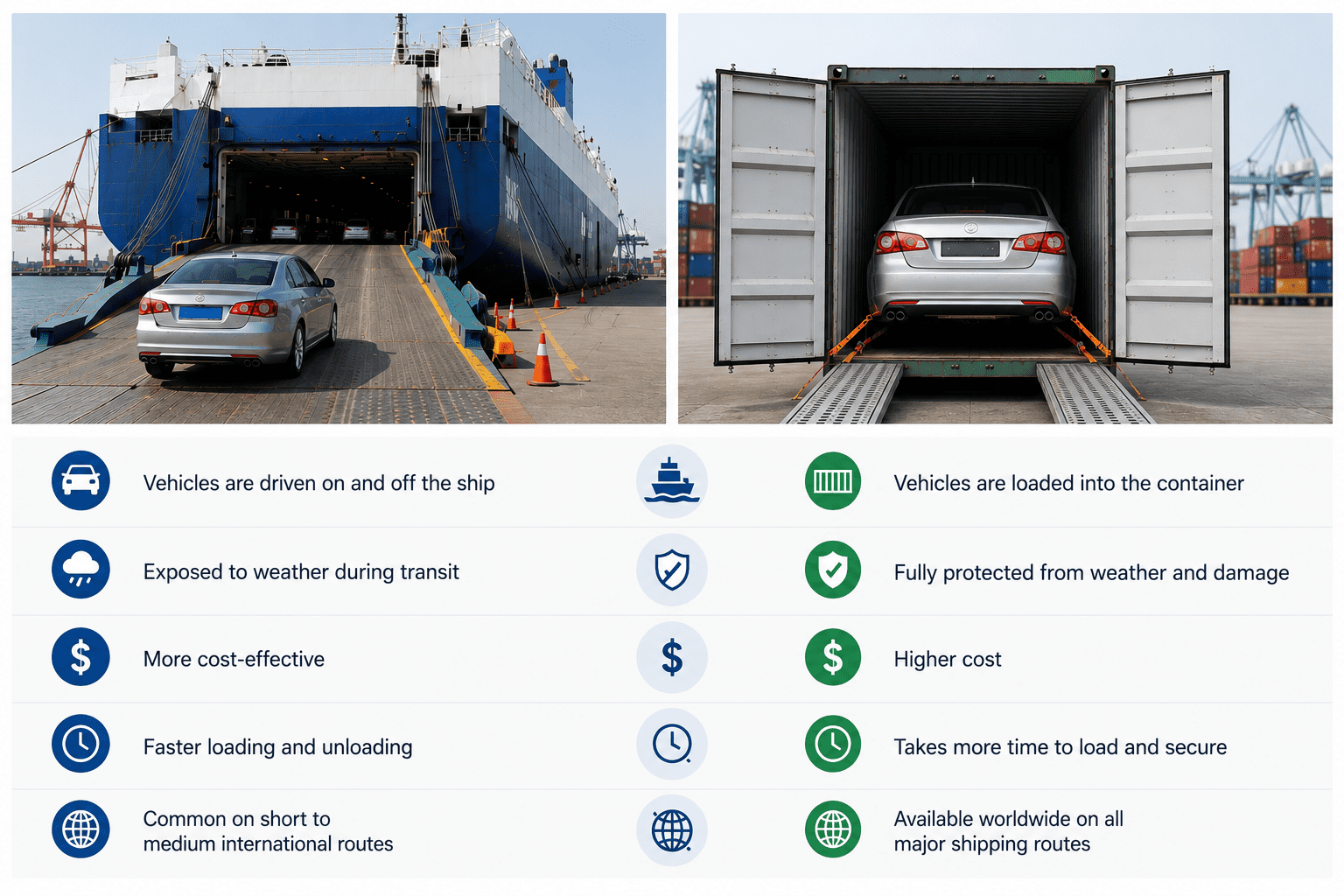 Difference between RoRo and container shipping methods Difference between RoRo and container shipping methods