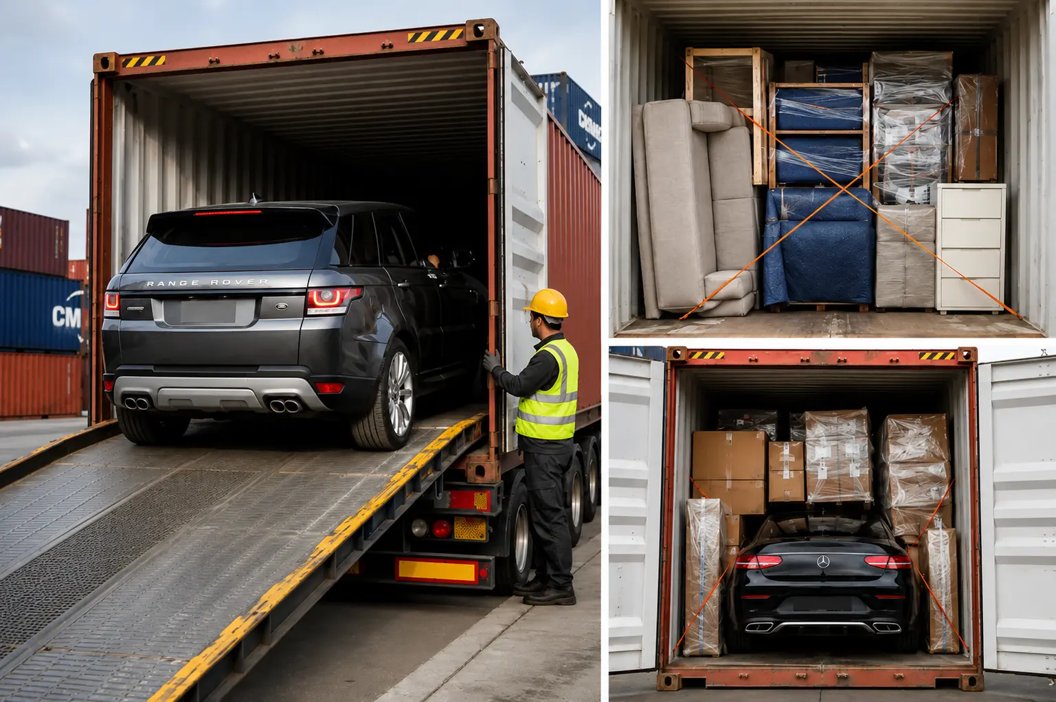 Vehicles and household goods shipped in containers to Gabon